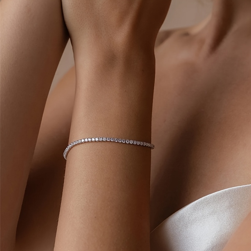 Adjustable Crystal Bracelet Golden Tone Chain Sparkling Clear Crystals